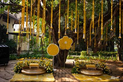 Photo-op and Ceiling — Haldi decor — Alila Diwa Goa